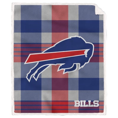 Buffalo Bills Pegasus Bold Plaid Steel 50" x 60" Ultra Cozy Sherpa Blanket