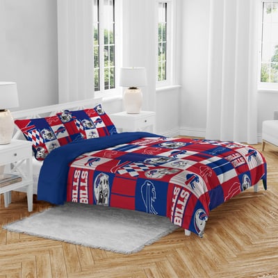 Buffalo Bills Pegasus Patchwork Plaid Three-Piece Full/Queen Bed in a Bag Set