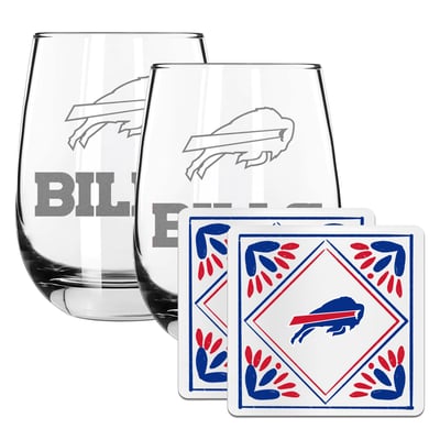 Buffalo Bills The Memory Company 15oz. Stemless Wine Glass & Coaster Set