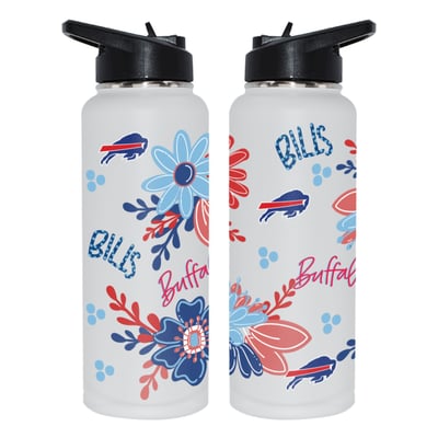 Buffalo Bills The Memory Company 34oz. Flowers Stainless Steel Quencher Bottle