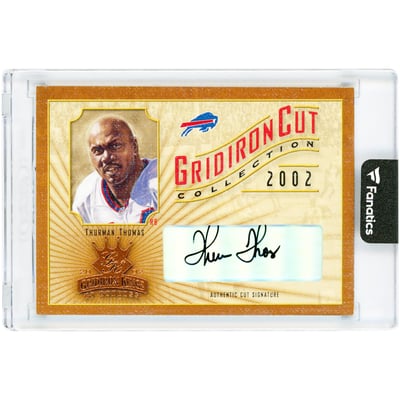 Thurman Thomas Buffalo Bills Autographed 2002 Donruss Gridiron Kings Gridiron Cut Collection #GC-21 #130/400 Card