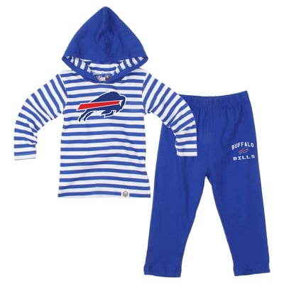  Buffalo Bills Wes & Willy Toddler Stripe Hooded Long Sleeve and Pant Set - Royal