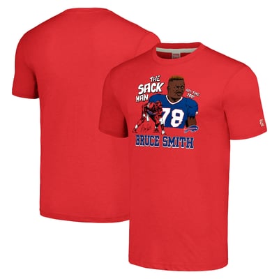 Bruce Smith Buffalo Bills Homage Unisex Caricature Retired Player Tri-Blend T-Shirt - Red