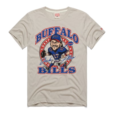 Josh Allen Buffalo Bills Homage Unisex Caricature Player Graphic Tri-Blend T-Shirt - Stone