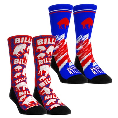  Buffalo Bills Rock Em Unisex Throwback Two-Pack Crew Socks Set - Blue