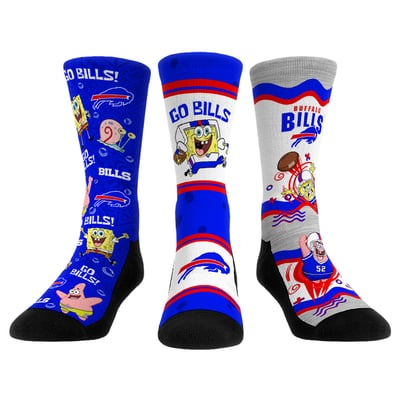  Buffalo Bills Rock Em Unisex x Nickelodeon Spongebob Squarepants 3-Pack Crew Socks Set - 