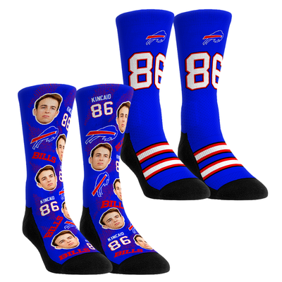 Dalton Kincaid Buffalo Bills Rock Em Unisex Player Football Guy Two-Pack Crew Sock Set
