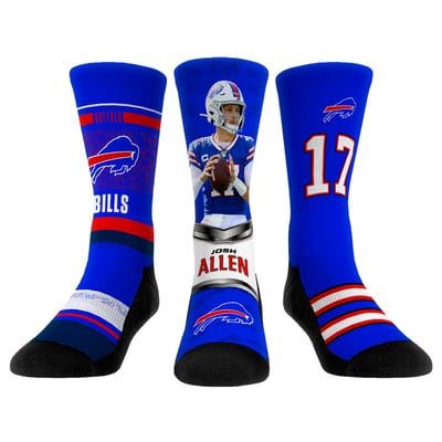 Josh Allen Buffalo Bills Rock Em Unisex 3-Pack Crew Socks Set - 