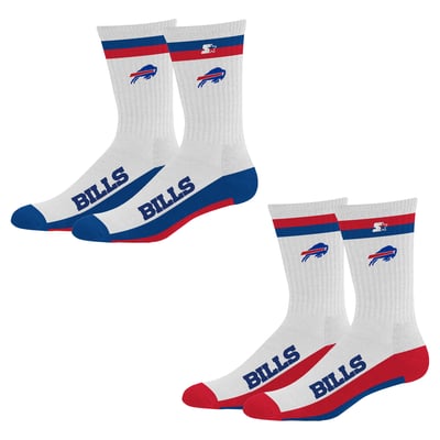  Buffalo Bills Starter Unisex Two-Pack Stripe Top End Crew Socks