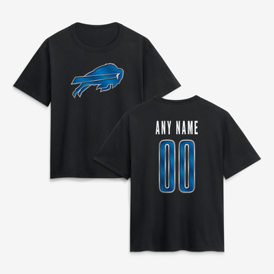 Buffalo Bills Women's Forged Mascot Personalized Name & Number T-Shirt - Black
