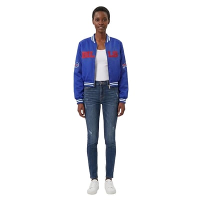 Buffalo Bills FABGATING by Cuce Women's Cropped Team Full-Zip Bomber Jacket - Royal
