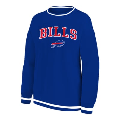  Buffalo Bills Fanatics Women's Plus Size Arch Logo Contrast Ribbed Crewneck Sweatshirt - Royal