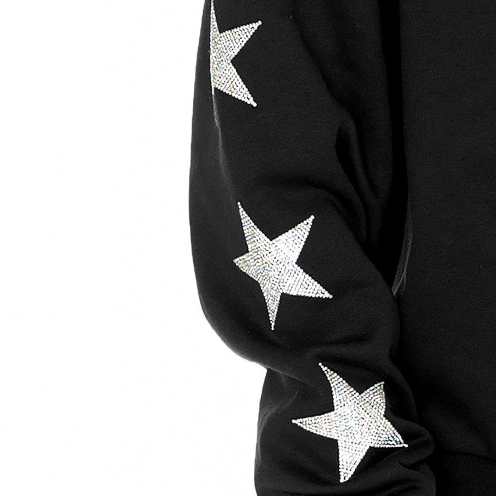 Buffalo Bills Gameday Couture Women's Rhinestone Star Sleeve Settle the Score Oversized Tri-Blend Pullover  - Black
