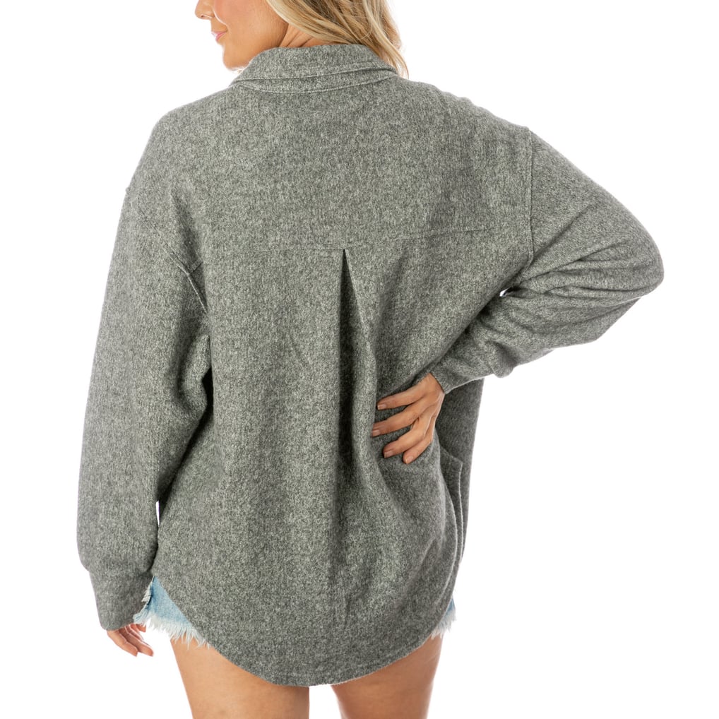  Buffalo Bills Gameday Couture Women's Oversized Long Pass Button-Up Shacket - Gray