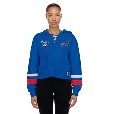 Buffalo Bills New Era Women's Throwback Lace-Up Hoodie - Blue
