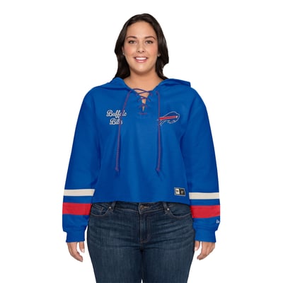 Buffalo Bills New Era Women's Plus Throwback Lace-Up Hoodie - Royal
