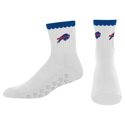  Buffalo Bills PRO Compression Women's Heartshape Grippers Yoga-Pilates Quarter Socks - White