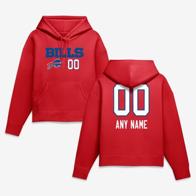 Buffalo Bills Women's Touchdown Wordmark Personalized Name & Number Hoodie - Red
