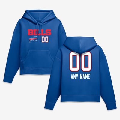 Buffalo Bills Women's Touchdown Wordmark Personalized Name & Number Hoodie - Royal