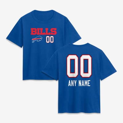 Buffalo Bills Women's Touchdown Wordmark Personalized Name & Number T-Shirt - Royal