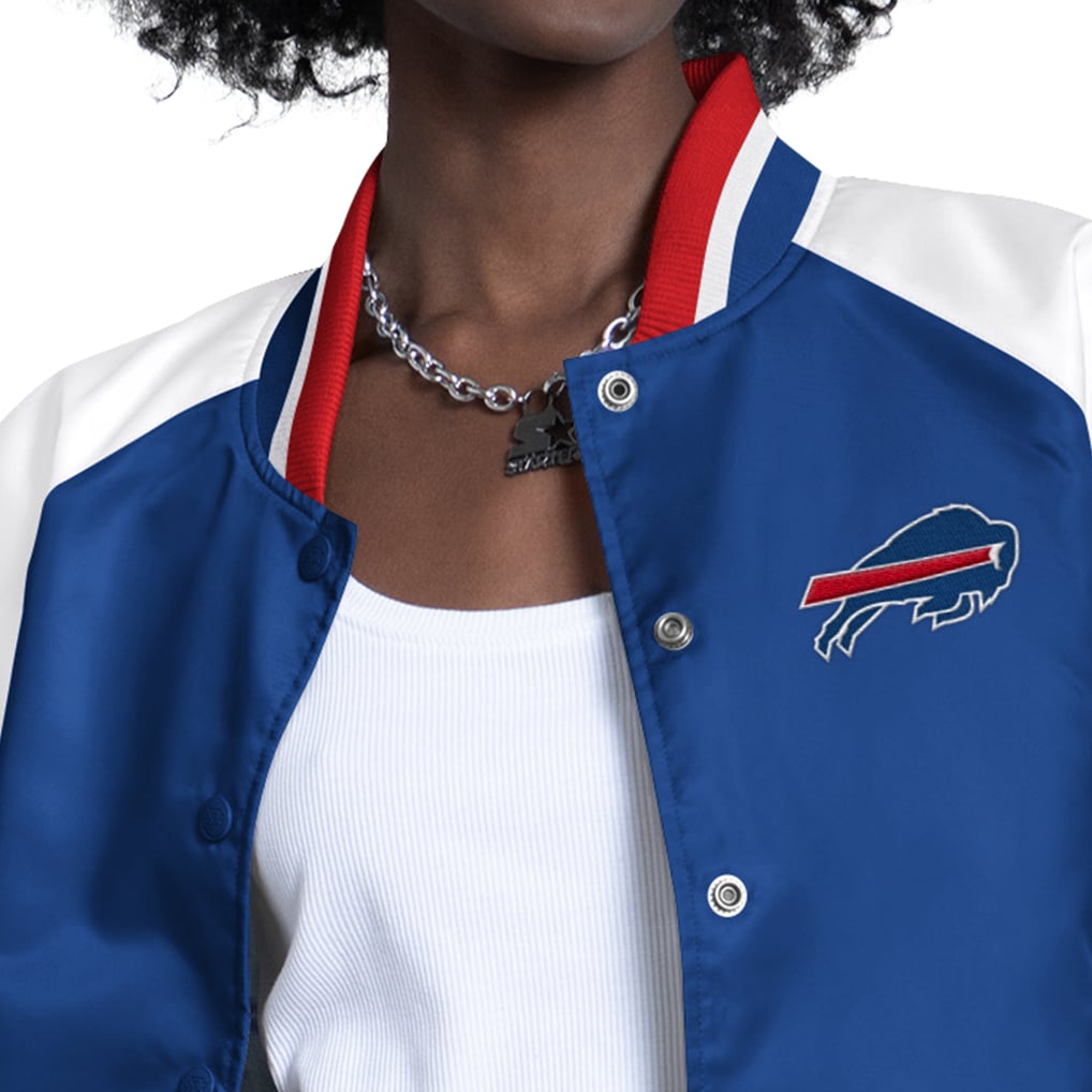  Buffalo Bills Starter Women's Raglan Blitz Full-Snap Varsity Jacket - Royal/White
