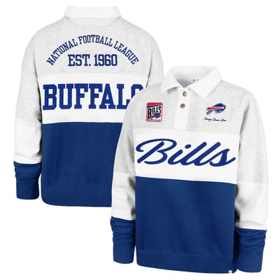 Buffalo Bills Stoney Clover Lane x '47 Women's Cursive Paneled Rugby Fleece Shirt - Gray/Royal