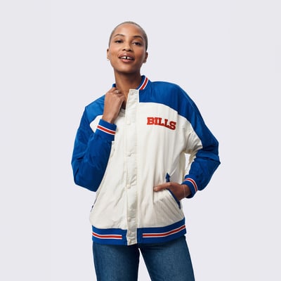  Buffalo Bills Terez Women's Double Yoke Full-Zip Bomber Jacket - White