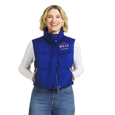  Buffalo Bills WEAR by Erin Andrews Women's Cropped Puffer Full-Zip Vest - Royal