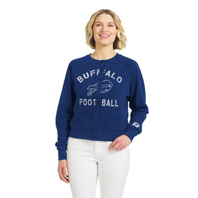 Buffalo Bills WEAR by Erin Andrews Women's Heathered Crew Cardigan Sweater - Royal