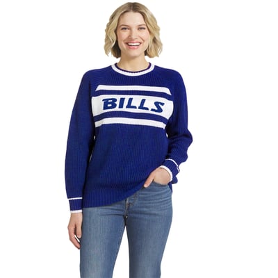  Buffalo Bills WEAR by Erin Andrews Women's Raglan Shaker Sweater - Royal