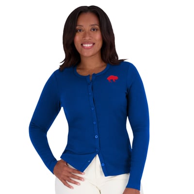  Buffalo Bills WEAR by Erin Andrews Women's Ribbed Full-Button Cardigan Sweater - Royal