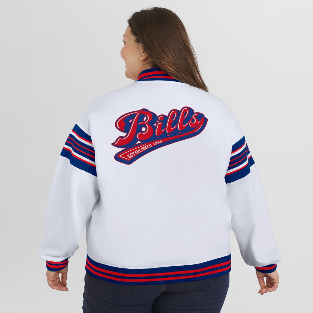 Women's Buffalo Bills WEAR by Erin Andrews White Plus Size Full-Snap ...