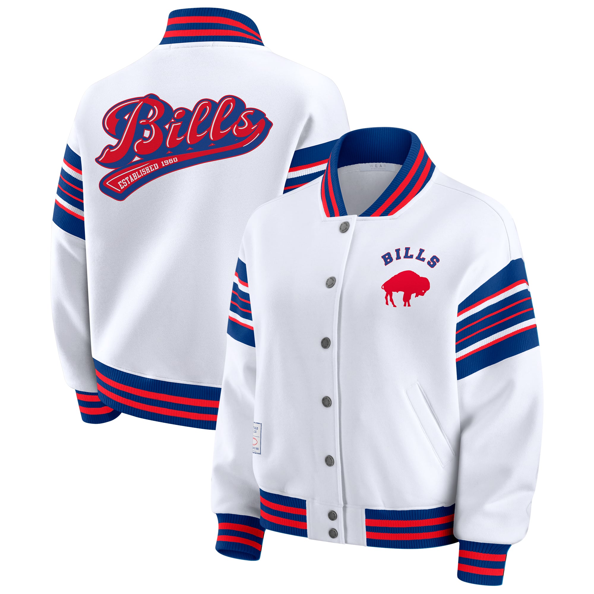 Women's Buffalo Bills WEAR by Erin Andrews White Plus Size Full-Snap ...