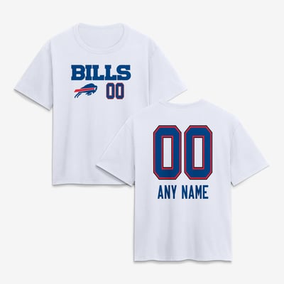 Buffalo Bills Women's Touchdown Wordmark Personalized Name & Number T-Shirt - White