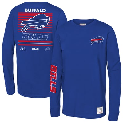 Buffalo Bills Mitchell & Ness Youth Triple Play Long Sleeve T-Shirt - Royal