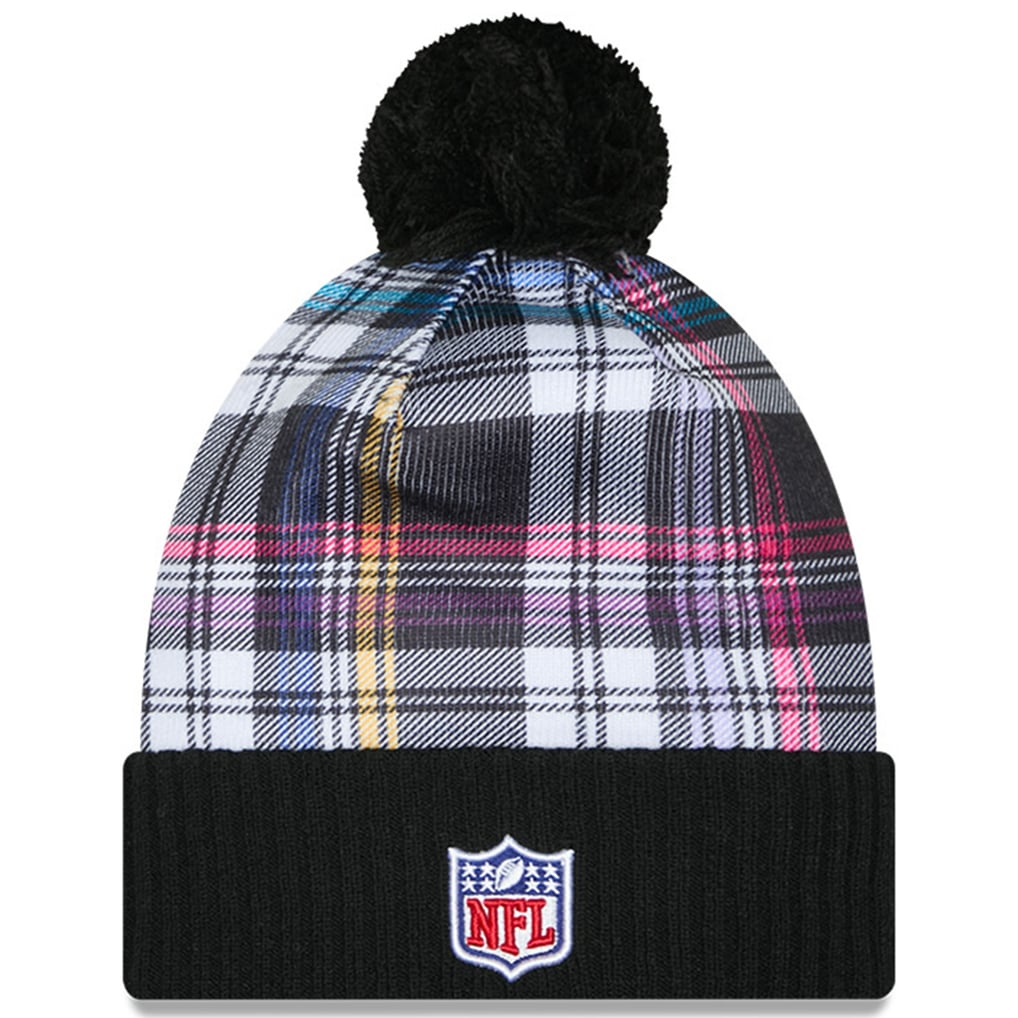Buffalo Bills NFL New Era Plaid Pom-Pom  Beanie Buffalo Bills New Era Youth 2024 NFL Crucial Catch Plaid  main image 2