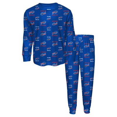 Buffalo Bills Outerstuff Youth All-Over-Print Long Sleeve T-Shirt and Pants Sleep Set - Royal