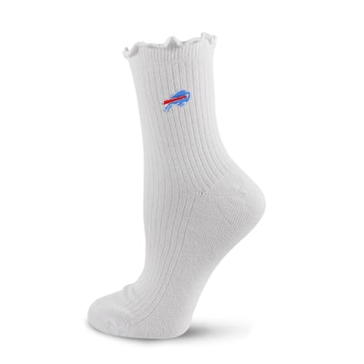  Buffalo Bills PRO Compression Youth Logo Lettuce Hem Quarter Socks - White