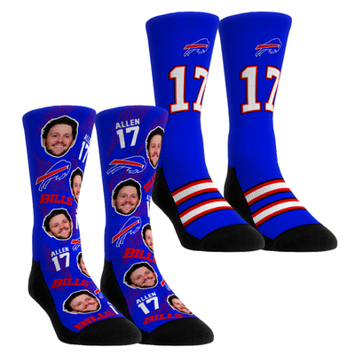 Josh Allen Buffalo Bills Rock Em Youth Player Football Guy Two-Pack Crew Sock Set