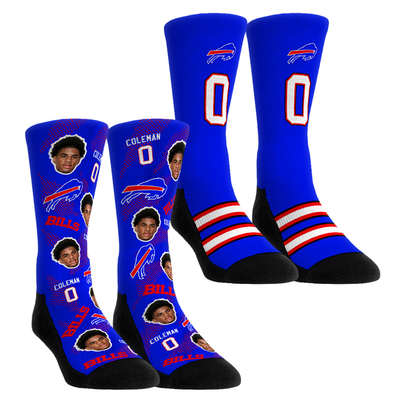 Keon Coleman Buffalo Bills Rock Em Youth Player Football Guy Two-Pack Crew Sock Set