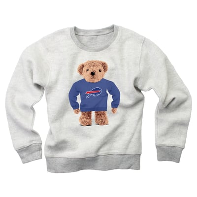Buffalo Bills Wes & Willy Youth Reverse Fleece Teddy Bear Sweatshirt - Gray