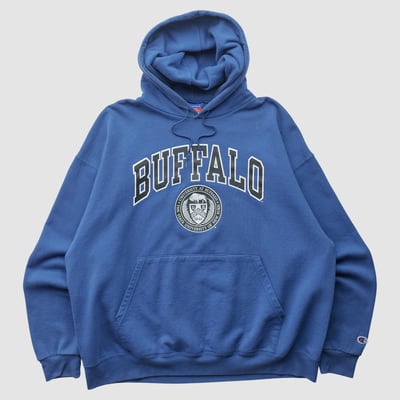Buffalo Bulls Champion 2000s Hooded Pullover Sweatshirt - Blue - XL by Fanatics Real Vintage