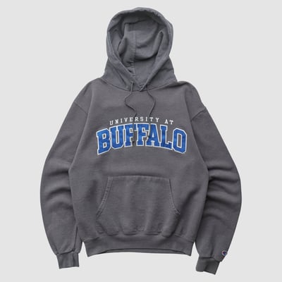Buffalo Bulls Champion 2000s Hooded Pullover Sweatshirt - Dark Heather Gray - XS by Fanatics Real Vintage