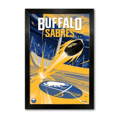 Buffalo Sabres 27" x 39" Framed Hockey Puck Blast Art Print