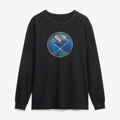 Buffalo Sabres  Metallic Mascot Long Sleeve T-Shirt - Black