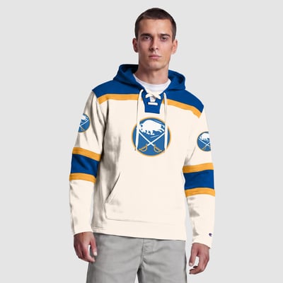  Buffalo Sabres Champion Lacer Fleece Hockey Hoodie - White