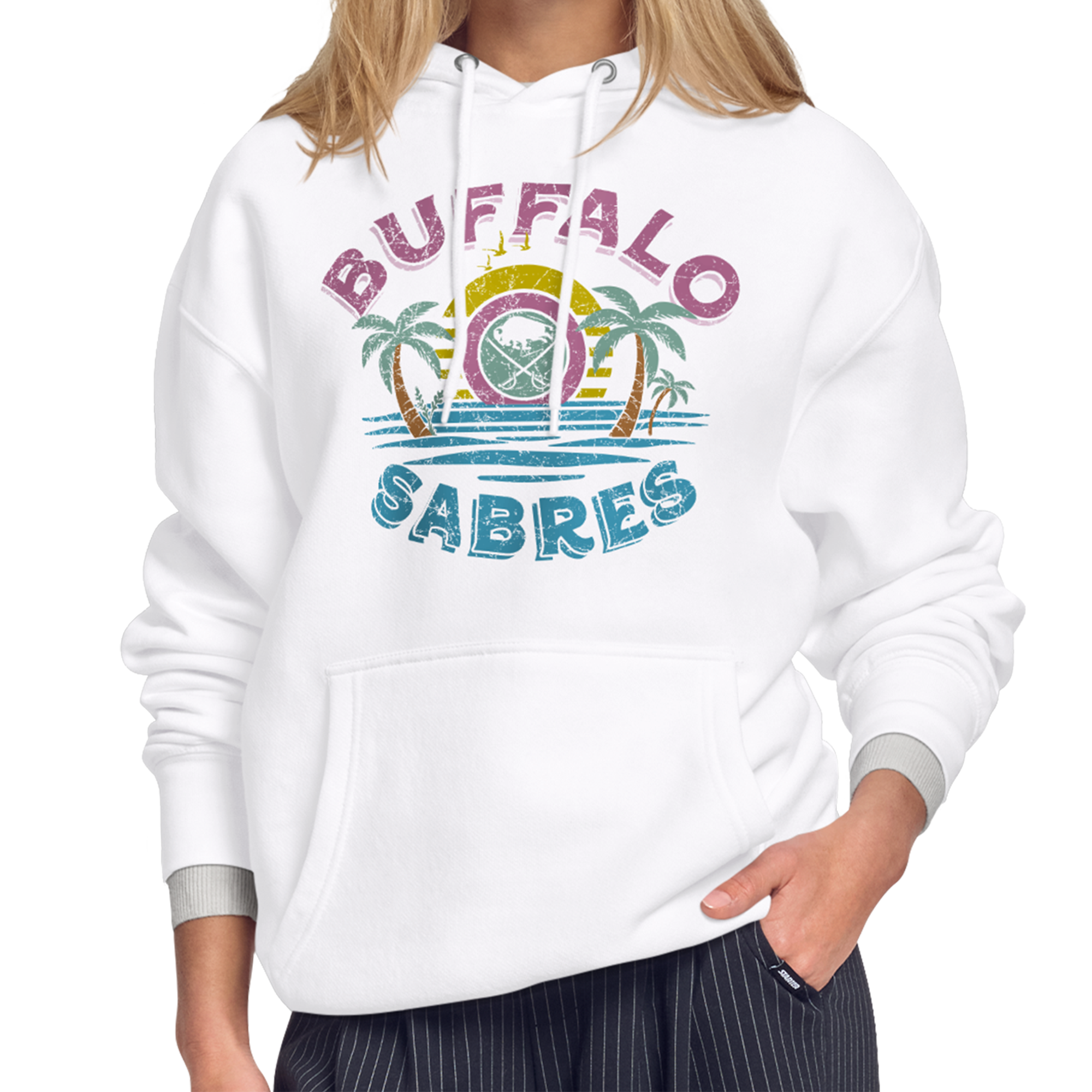 Women's Buffalo Sabres Starter White Tonal Beach Hoodie