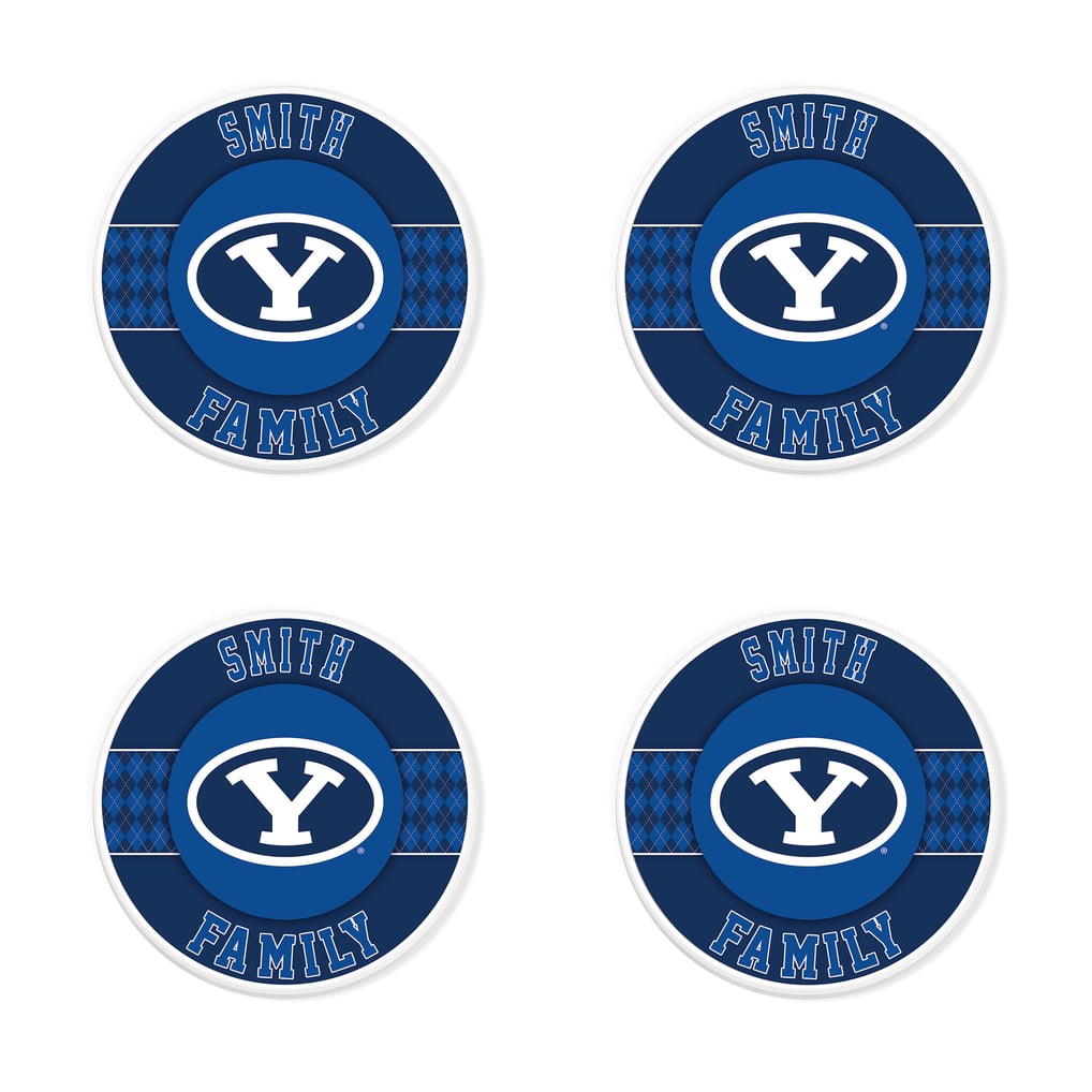BYU Cougars 4" Personalized Circular Coasters 4-Pack Set
