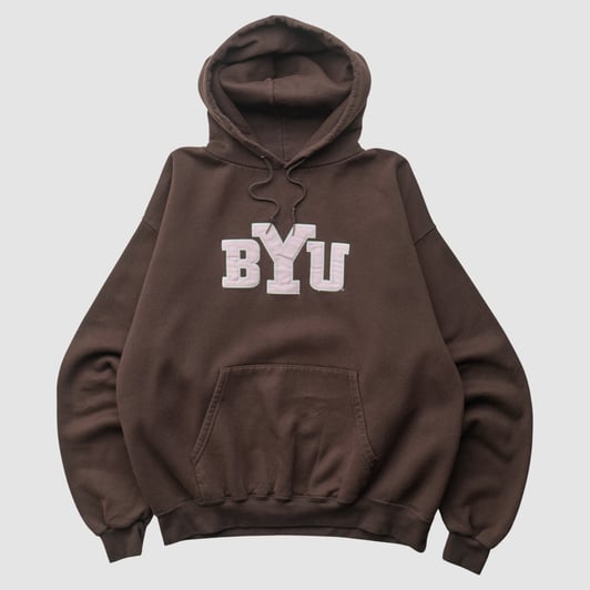 BYU Cougars Champion 2000s Hooded Pullover Sweatshirt - Brown - L by Fanatics Real Vintage