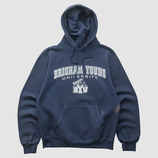 BYU Cougars Champion 2000s Hooded Pullover Sweatshirt - Navy - S by Fanatics Real Vintage